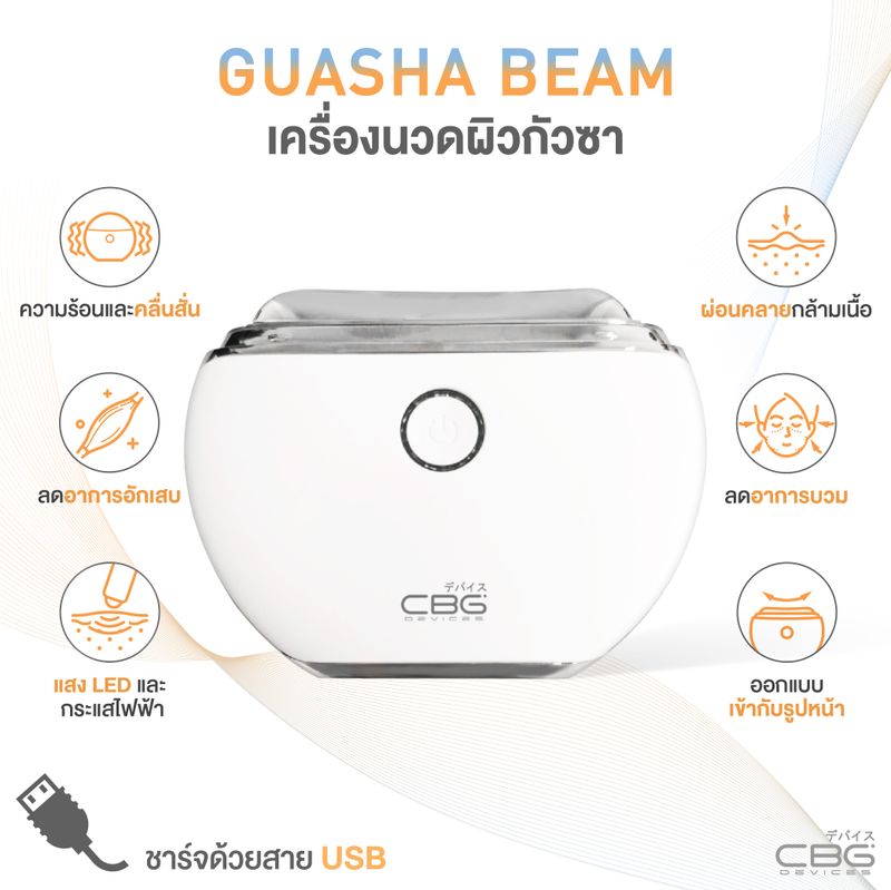 [ขายดีอันดับ1]CBG Devices Guasha Beam เครื่องนวดกัวซาไฟฟ้า พร้อมคลื่นสั่น คลื่นไฟฟ้า ความร้อน และแสงบำบัด ช่วยขับพิษทั่วร่างกาย(GSB)