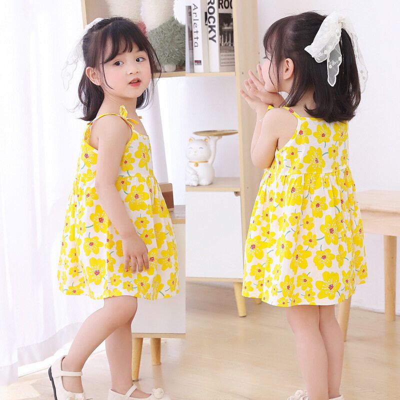 Thai girl dresses  2023 Summer Girls Skirt Childrens Instagram Style Princess Slip Skirt Girls Dress New Style Childrens Wear Floral Skirt