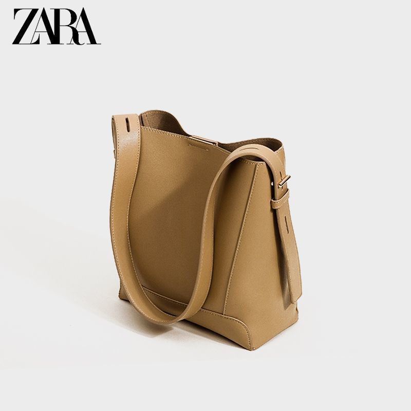 Zara กระเป๋าสะพายไหล่ สะพายข้าง ทรงบักเก็ต ความจุสูง สไตล์เกาหลี เหมาะกับฤดูใบไม้ร่วง สําหรับผู้หญิง 2022