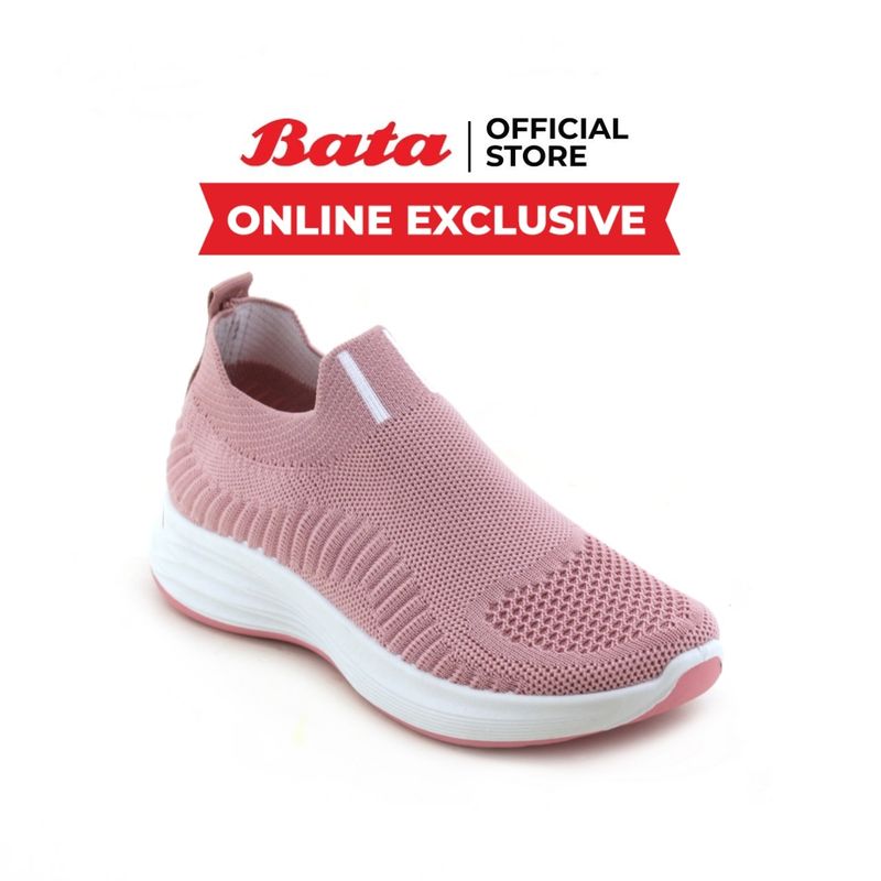 (Online Exclusive) Bata บาจา รองเท้าผ้าใบแบบสวม เทคโนโลยีลดกลิ่นอับ ระบายอากาศได้ดี ผ้าถัก ผ้าknit สำหรับผู้หญิง รุ่นInfinit สีดำ 5806003 สีชมพู 5805003