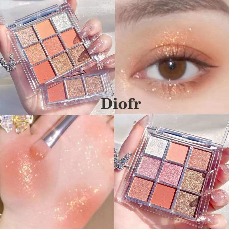 Diofr【พร้อมส่งจากไทย】ของแท้ 100% พาเลทอายแชโดว์ 9 สี เกาหลี เนื้อดินน้ำมัน เนื้อใยไหม ประกายชิมเมอร์ Eyeshadow palette 9 color สีสวยยยมาก