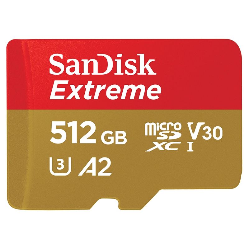 SanDisk EXTREME micro SDXC UHS-I A2 512GB (SDSQXAV-512G-GN6MN) reads 190MB/s writes 130MB/s