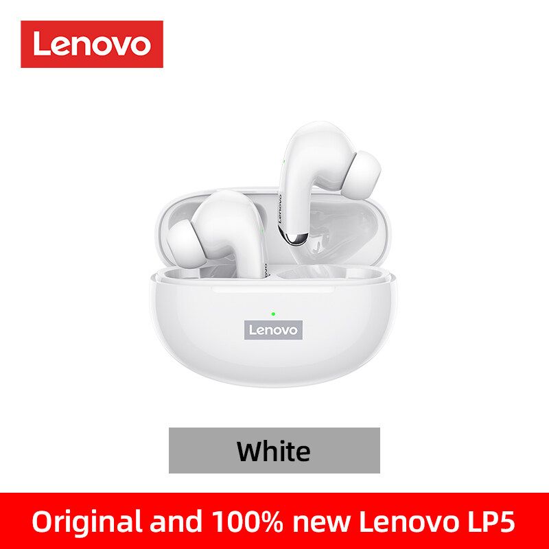 ชุดหูฟังไร้สาย Lenovo LP5 TWS ชุดหูฟังไร้สาย Bluetooth สำหรับโทรศัพท์สมาร์ททุกรุ่น แฮนด์ฟรีชุดหูฟังไร้สาย Bluetooth Sport iPhone / Xiaomi / Huawei หูฟังบร้อมโครโ