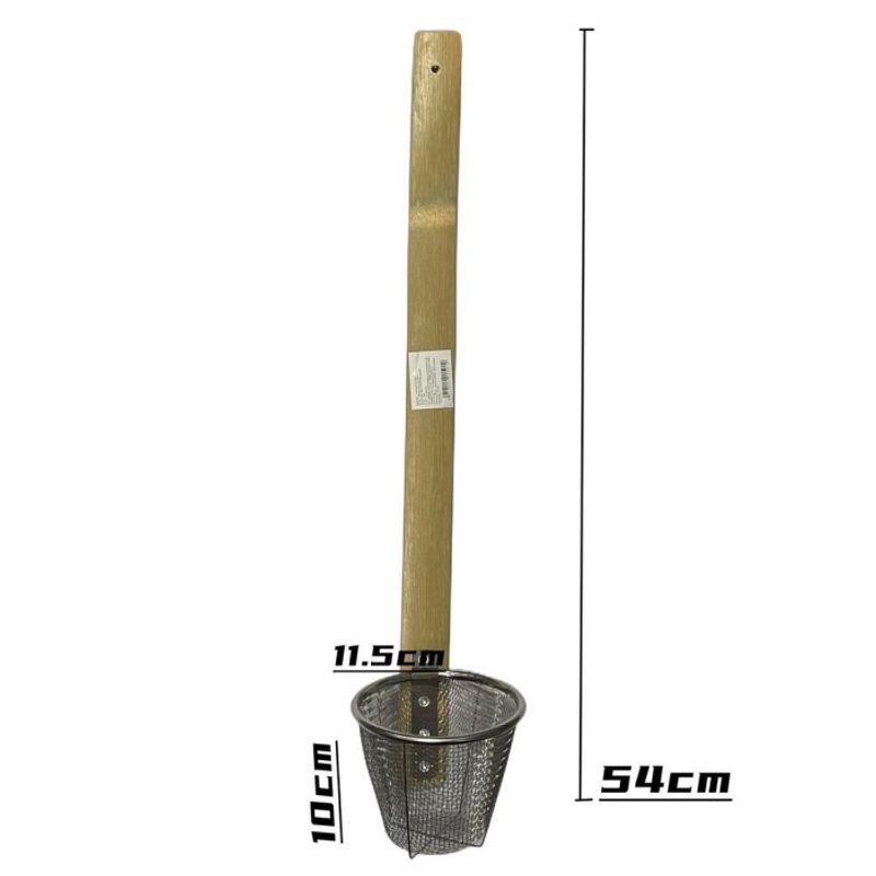 ตะกร้อลวกเส้นก๋วยเตี๋ยว  กว้าง 11 cm ลวกผัก ด้ามไม้ไผ่  No: 671MKK DT