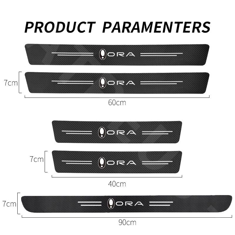 ORA Good Cat สติกเกอร์คาร์บอนไฟเบอร์ ป้องกันรอยขีดข่วน สำหรับติดประตูรถยนต์ Threshold stickers to prevent trampling