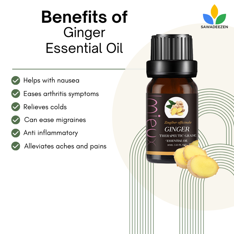 Ginger Essential Oil 100% Pure Therapeutic Grade 10 ml น้ำมันหอมระเหย กลิ่น ขิง เกรดบำบัด Ozone Oil / Aroma Oil