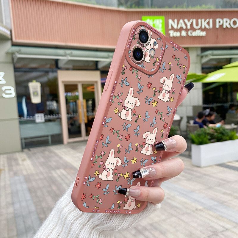 JIUMOO เคสกรณีสำหรับ OPPO Reno 6 Reno 6Z 5G Reno 6 Pro 5G เคสกรณีแฟชั่นการ์ตูนน่ารักกระต่ายการออกแบบใหม่ปลอกยางนุ่มเต็มเลนส์ปกหลังกล้องบางแบบป้องกันกรณีกันกระแทก