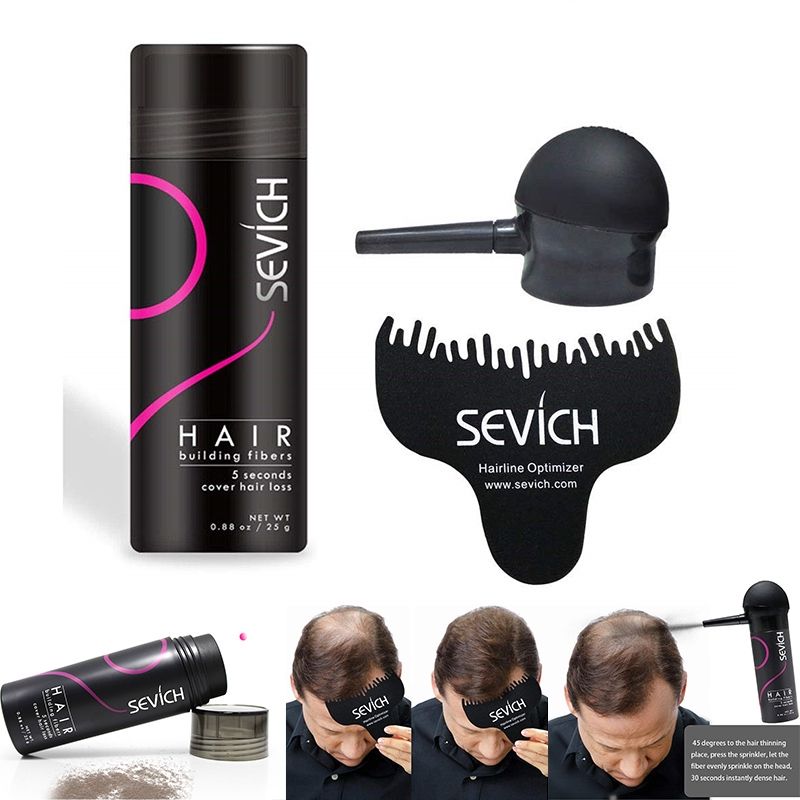 ราคาโรงงาน เกรดพรีเมี่ยม ผงโรยหัว ไฟเบอร์ ปิดผมบาง Sevich hair building fiber 25/40g ดำ Black