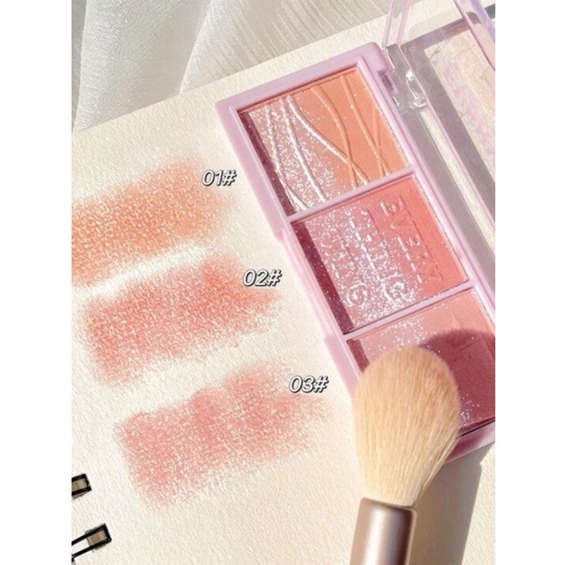 kakashow 3-in-1 บลัชออน อายแชโดว์ ไฮไลท์ ประกายมุกธรรมชาติ 3 สี SXY522