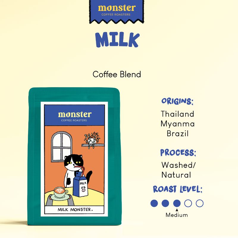 Monster Coffee Roasters เมล็ดกาแฟคั่วกลาง MILK MONSTER