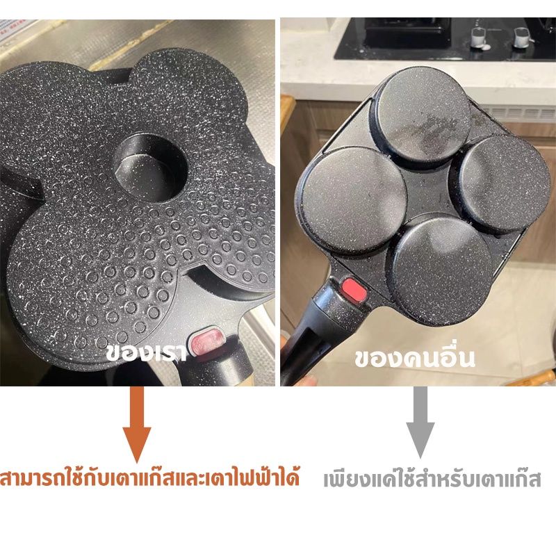 กระทะทอดไข่4หลุม Omelet PAN ใช้ทอดไข่ดาว ทอดแฮม ทำอาหารไม่ติด เคลือบสาร Non-Stick สามารถใช้กับเตาแม่เหล็กไฟฟ้า