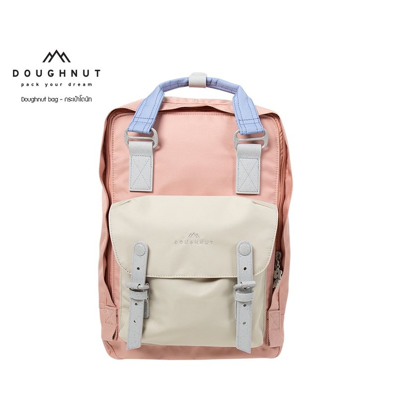 DOUGHNUT BAG : MACAROON MONET SERIES CLASSIC : PINK X STONE กระเป๋าโดนัทเป้สะพายหลัง กันน้ำ  (รหัสสินค้า 09446)