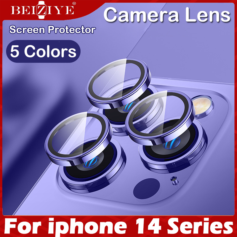 1ชุด โลหะกล้องตัวป้องกันเลนสสำหรับ iPhone 14 Pro Max 14 Pro 14 Plus HD camera lens กระจกเทมเปอร์ฟิล์ม ฟิล์มกันรอยเลนส์กล้องหลังสำหรับ