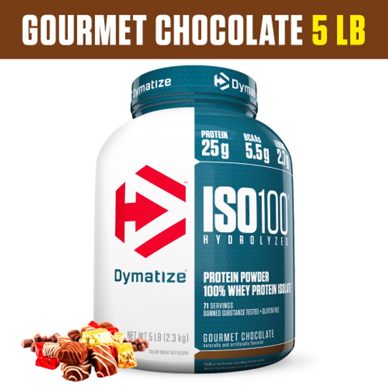 Dymatize ISO100 Whey Protein Isolate 5lb - Gourmet Chocolate เวย์โปรตีน เพิ่มกล้ามเนื้อ ลดไขมัน ดูดซึมไว