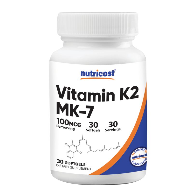 Nutricost USA Vitamin K2 MK7 วิตามินเค 2 100 mcg บำรุงกระดูก หัวใจให้แข็งแรง NON-GMO GMP ปราศจาก Gluten