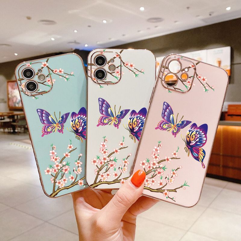 Hontinga เคสโทรศัพท์สำหรับ Realme 7i C17เคสโทรศัพท์ TPU นิ่มเคลือบโครเมี่ยมหรูหราลายผีเสื้อสีสันสดใสเคสคลุมรอบเครื่องป้องกันกล้องเคสยางกันรอยสำหรับเด็กผู้หญิง