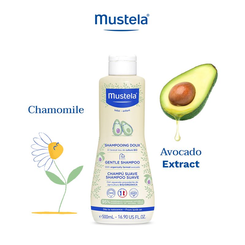 Mustela Baby Gentle Shampoo มูสเตล่า แชมพูเด็กทำความสะอาดพร้อมบำรุงเส้นผมและหนังศีรษะ ผมสลวยไม่พันกัน