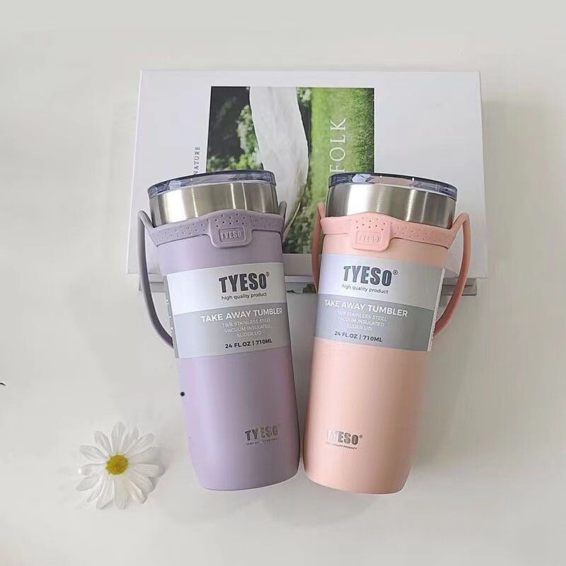 TYESO กระติกน้ำเก็บความร้อนมีหูจับ ขนาด 530ML และ 710ml เก็บร้อนและเย็นได้นานโดยไม่กลั่นตัว