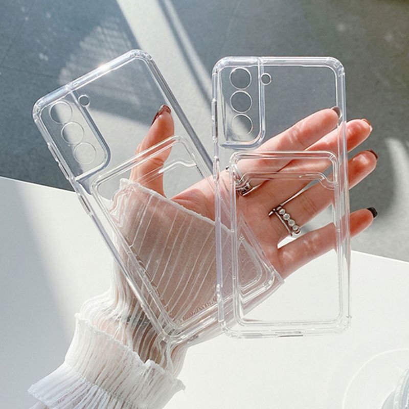 Card Holder TPU Transparent Case For Samsung Galaxy Note 20 10 9 8 Lite S24 S23 S22 S21 S20 Ultra S10 S9 S8 Plus A33 A53 A73 A72 A52 A32 A23 A02s A03s A21s A10s A20s A30s A50 A50s A10 A20 A30 A70 A01 A02 A03 A11 A12 A13 A22 A31 A42 A51 A71 Phone Cases