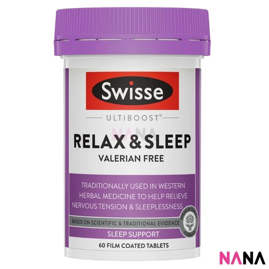 Swisse Ultiboost Relax & Sleep 60 Tablets ช่วยให้นอนหลับ ผ่อนคลายกล้ามเนื้อ 60 เม็ด (หมดอายุ:12 2025)