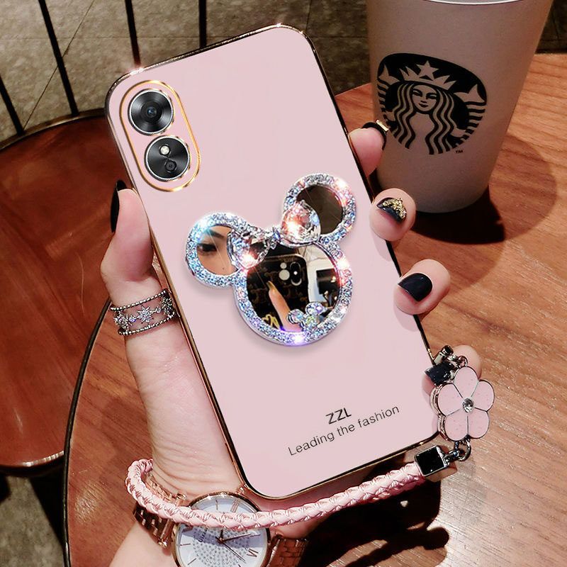 เคสโทรศัพท์สำหรับ OPPO A60 A38 A18 A58 A78 A79 A58 A98 A17 A17K Reno 8T 5G เคสกระจกการ์ตูนหรูฝาหลังเคสกันกระแทกมือถือนิ่ม