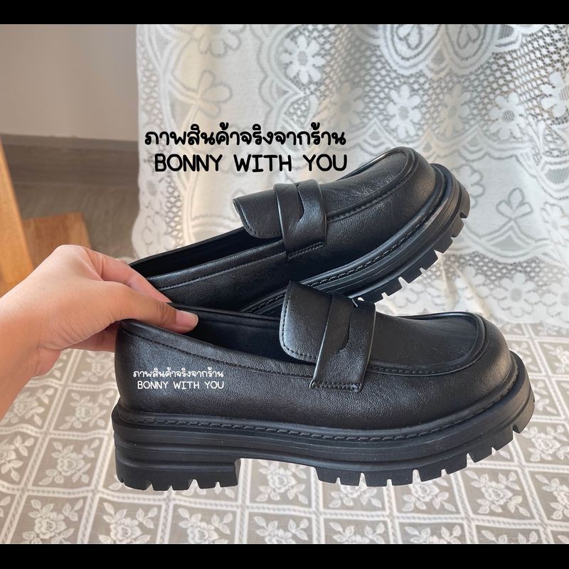 ꒰ พร้อมส่ง ꒱ รองเท้า Loafer หนัง มีไซส์ใหญ่ 43 #CHU02🧷ผช|ผญ ใส่ได้งับ🖤🌷✨  ˚ ༘ เสริม4cm🫖