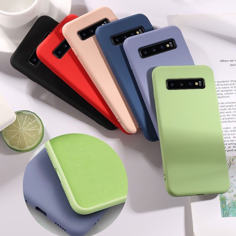 เคสโทรศัพท์มือถือซิลิโคน สีพื้น สำหรับ Samsung Galaxy S10 Plus S 10 E Note 8 Note 9