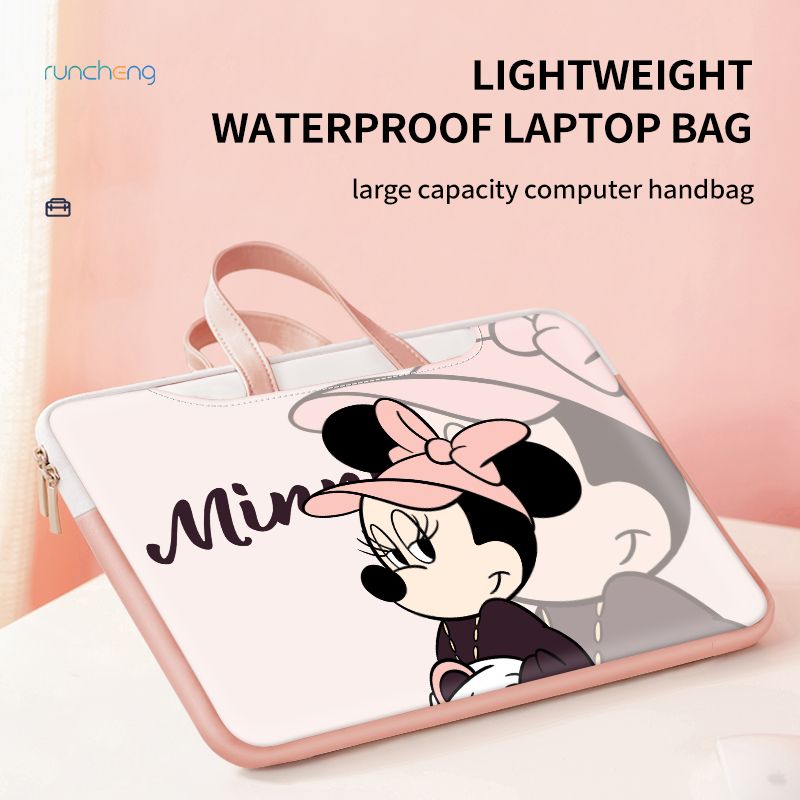 Disney Mickey Mouse and Minnie Mouse Design กระเป๋าแล็ปท็อปสากลกันน้ำกันฝุ่นและน้ำมันสำหรับ HP Huawei Lenovo 12/13/14/15/16/17 นิ้ว