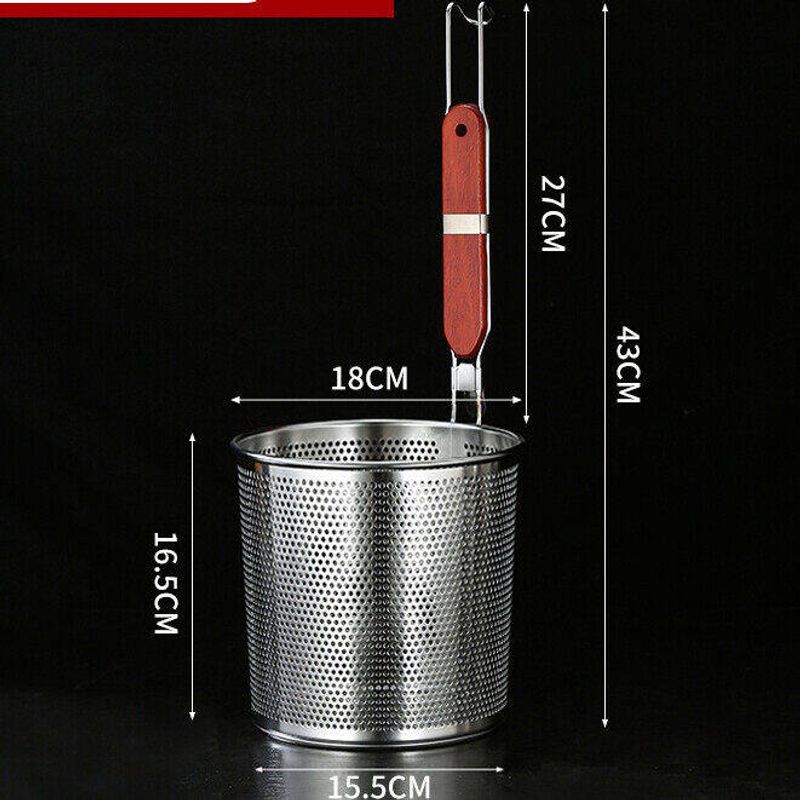 ตะกร้อลวกเส้น ที่ลวกเส้นก๋วยเตี๋ยว ที่ลวกก๋วยเตี๋ยว กระชอนลวกสแตนเลส304ด้ามสั้น ด้ามสั้น อย่างหนาสแตนเแท้