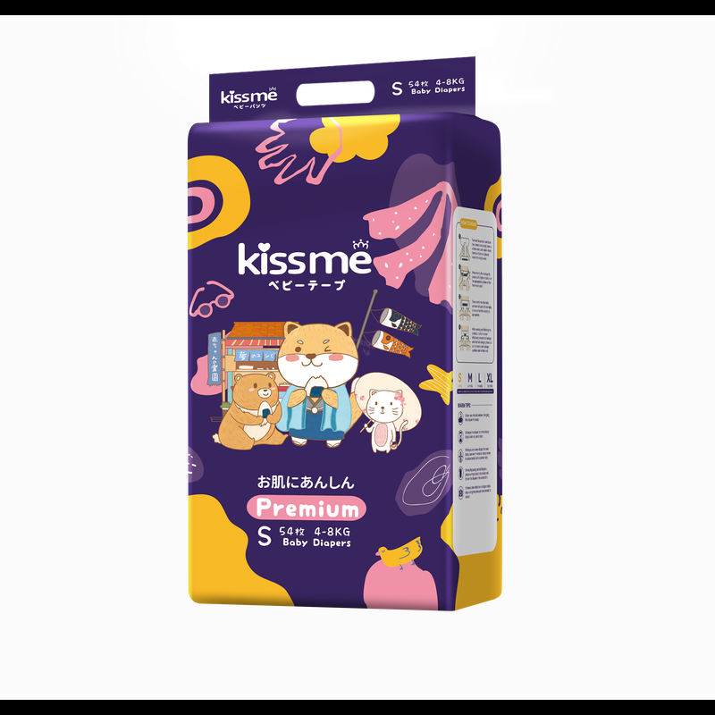 [จัดส่งฟรี] 3 แพ็ค Kissme Baby Diaper Japan Technology ผ้าอ้อมเด็กคิสมี ผ้าอ้อมเด็ก แบบเทป แบบกางเกง แพมเพิสเด็ก ผ้าอ้อมเด็กสำเร็จรูป S162/M132/L126/XL120/XXL108