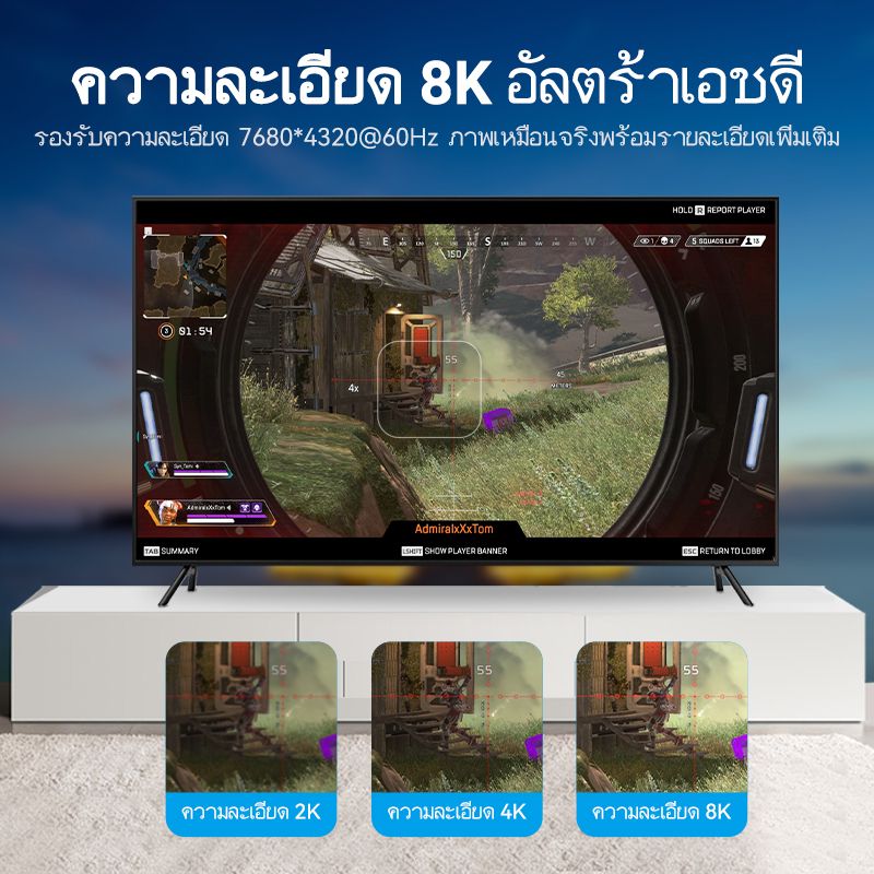 [ส่งไวจากไทย] Vention Display Port สายเชื่อมหน้าจอ สายเคเบิล Dp 1.4 สายเคเบิล 8K 60Hz Ultra Hd ความละเอียด ขั้วต่อเคลือบทอง 8K 60Hz อัตราการรีเฟรชสูง