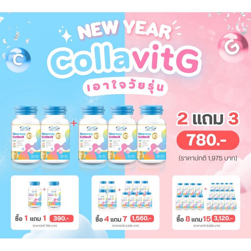 ของแท้ พร้อมส่ง l คอลลาเจน Newway CollavitG+ นิวเวย์ คอลลาวิทจี พลัส คอลลาเจนเม็ด ลดโอกาสการเกิดสิว (30เม็ด)