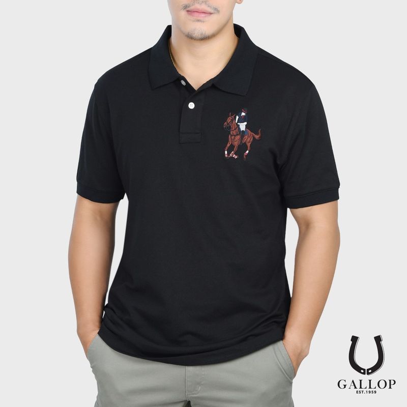 GALLOP : PIQUE POLO SHIRTS เสื้อโปโล ผ้าปิเก้ สีพื้น รุ่น GPP9000 สีดำ