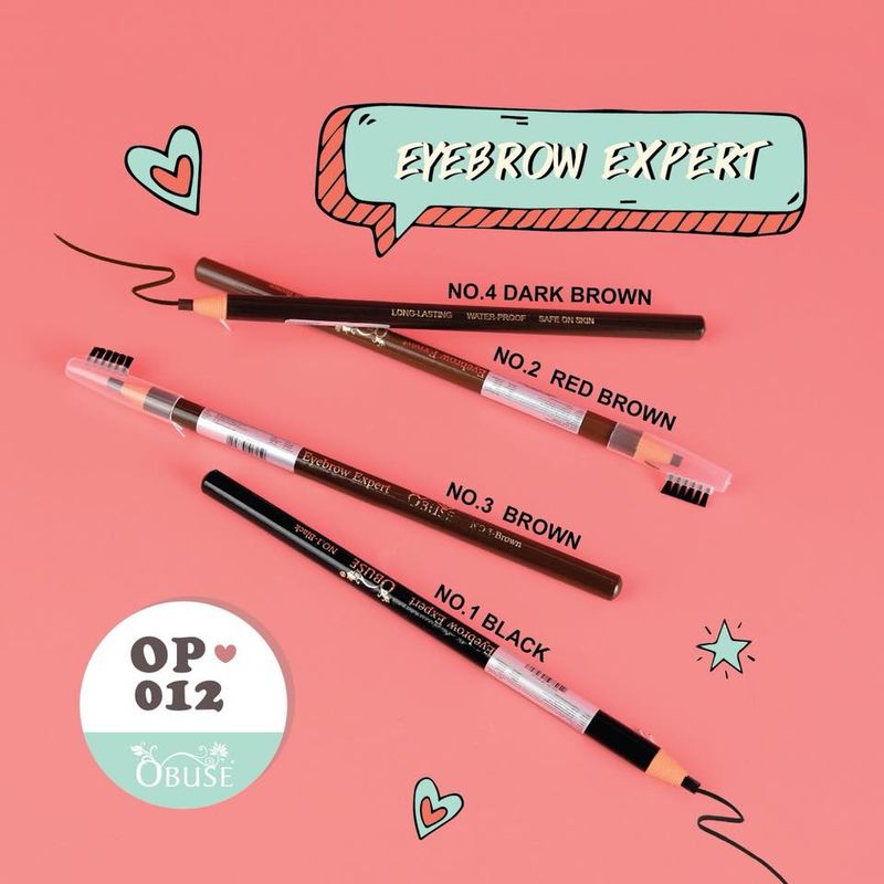 โอบิวซ์ ดินสอเขียนคิ้ว เนื้อนุ่ม เขียนง่าย ติดทน 0.85g OP012 Obuse Eyebrow Expert Long-Lasting Safe on Skin