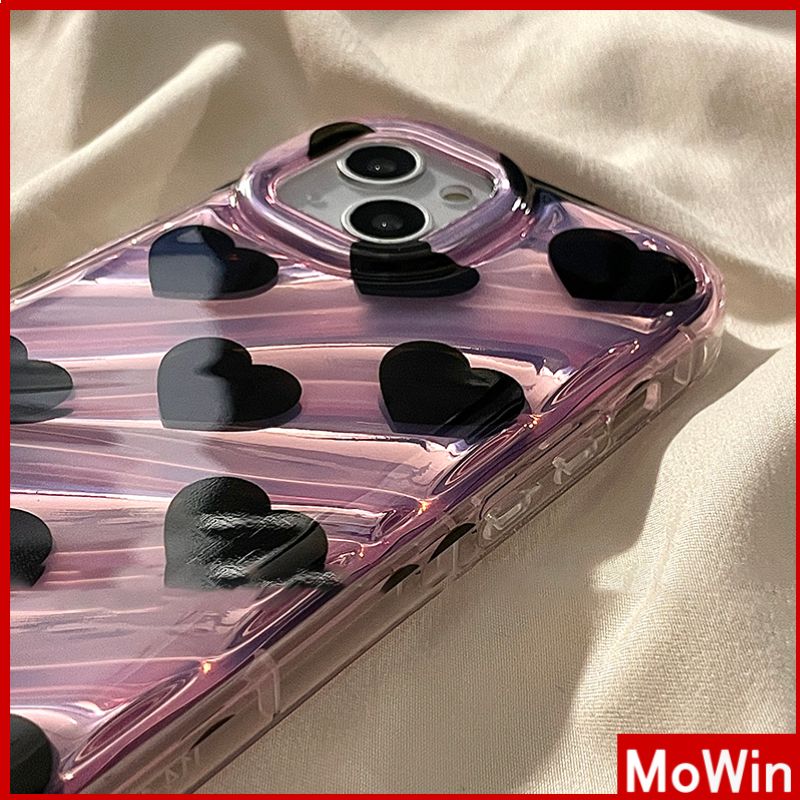 Mowin - เข้ากันได้สำหรับ 15 เคสไอโฟน11 เคส iphone 11 สำหรับ 14 Pro Max iPhone Case เลเซอร์สะท้อนแสงเคสใส TPU Soft Shell ถุงลมนิรภัยกันกระแทกหัวใจสีดำเข้ากันได้กับ iPhone 13 Pro max 12 Pro Max 11 xr xs max 7Plus 8Plus