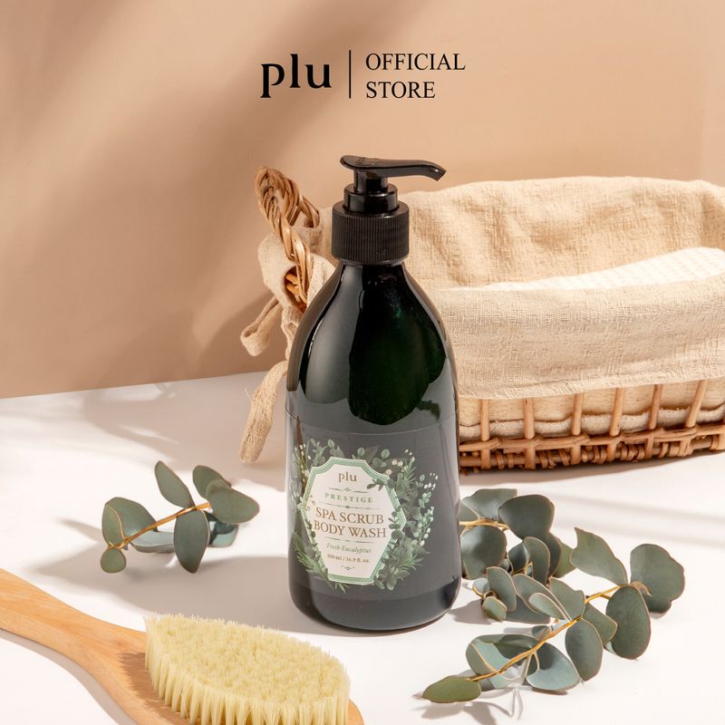 PLU PRESTIGE SPA SCRUB BODY WASH 500 G (สปาสครับวอชทำความสะอาดผิว ให้ผิวกระจ่างใสเนียนนุ่ม ไม่แห้งตึงหลังใช้)