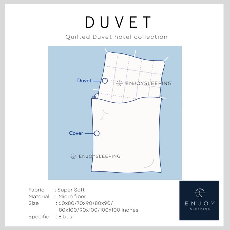 ไส้นวม ผ้านวม duvet insert มีเชือกรัดมุม เกรดส่งรร  สัมผัสนุ่ม Quilted