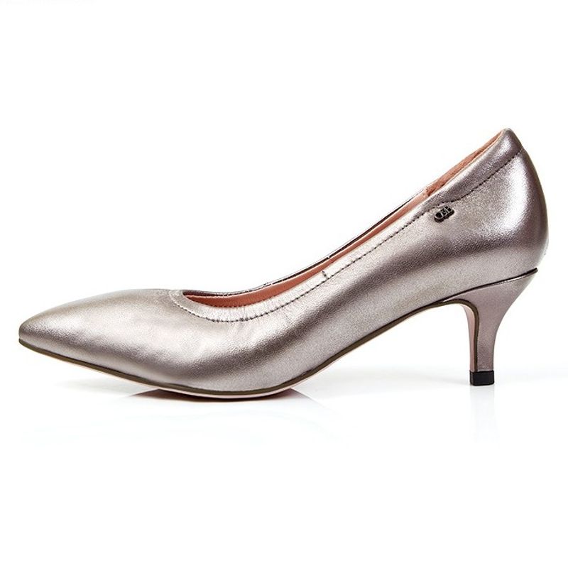 O&B รองเท้าส้นสูงหนังแกะ รุ่น DIANA HEELS 2 INC IN PLATINUM-11057CS00036F_C9PTMT