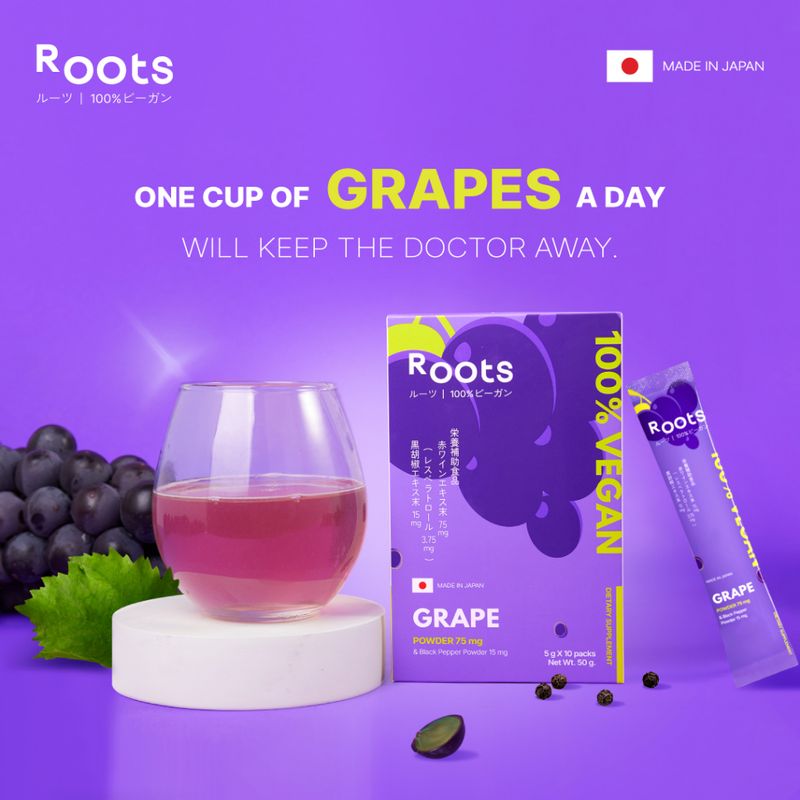 [ขายดี] Roots Grape & Black Pepper (Anti-Aging) เรสเวอราทรอลจากสารสกัดองุ่น ต้านอนุมูลอิสระ