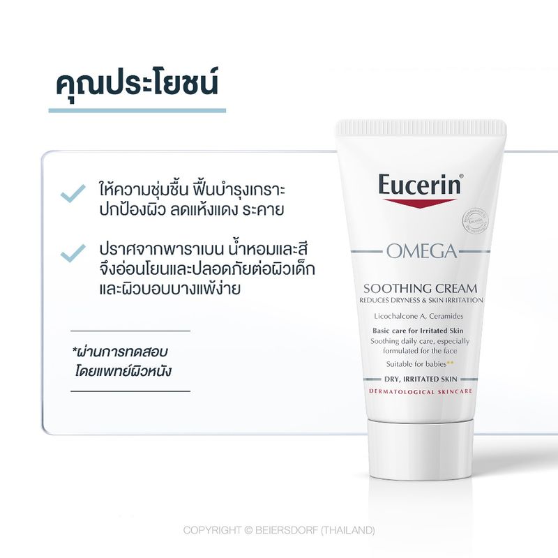 [เซตสุดคุ้ม] Eucerin OMEGA SOOTHING CREAM DOUBLE PACK 50 ML แพ็คคู่ครีมบำรุงผิวหน้า และผิวกาย ดูแลผิวจากผื่นภูมิแพ้