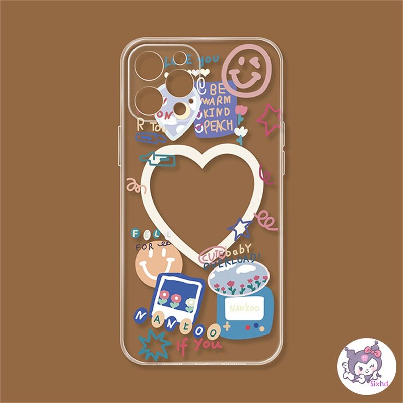 เคสซิลิโคนนิ่ม แบบใส ลายหัวใจ ป้องกันเลนส์ สําหรับ iPhone 15 14 13 12 11 Pro Max iPhone 7 8 Plus 6 6s Plus SE 2020 X XR Xs Max