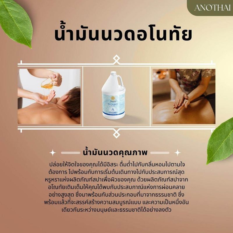 น้ำมันนวด ***250ml/500ml/1ลิตร*** กลิ่นหอมไม่ฉุน นำเข้าจากอินเดีย นวดง่าย ไม่เหนียวตัว น้ำมันที่เทอราปิสแนะนำ Anothai Massage Oil (NS)