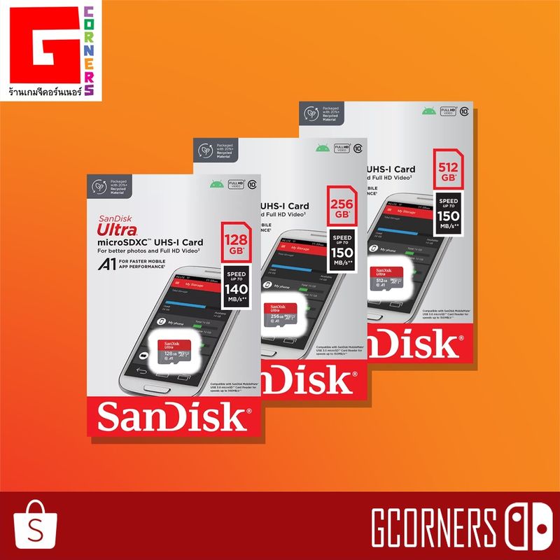 SanDisk : เมม Micro SD 128 - 512GB ความเร็วใหม่ ( ประกันศูนย์ )