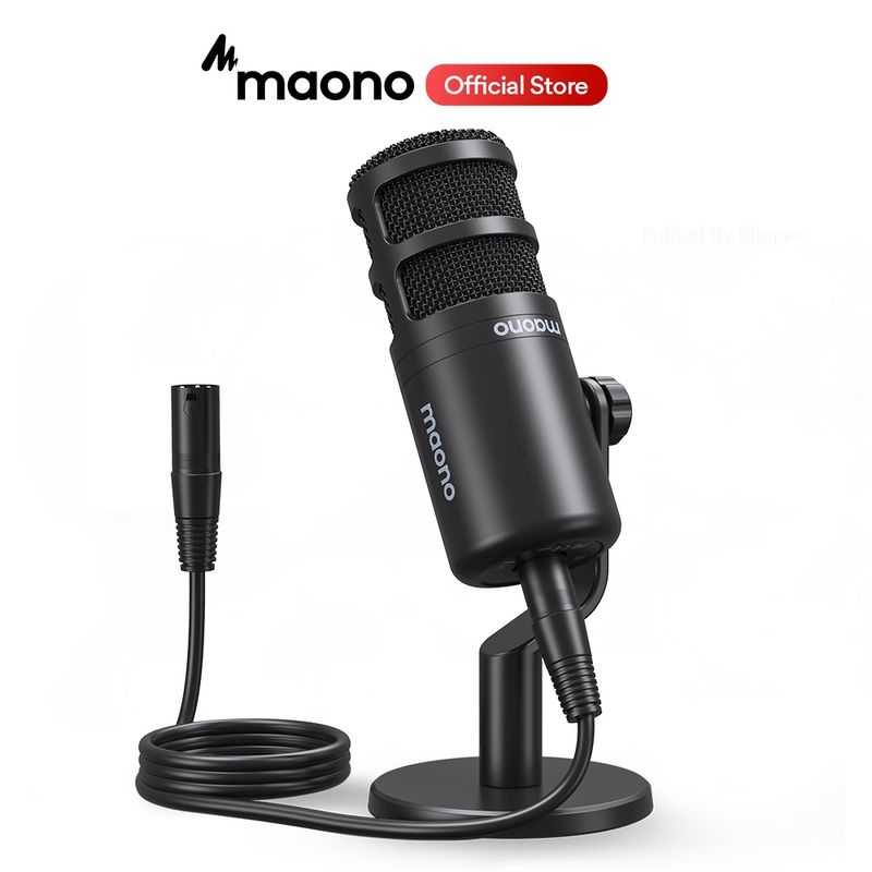 Maono PD100 ไมโครโฟนไดนามิก พอดคาสต์ XLR แบบมืออาชีพ สําหรับไลฟ์สตรีมมิ่ง พอดคาสต์ บันทึกเสียง อินเตอร์เฟซ การ์ดเสียง