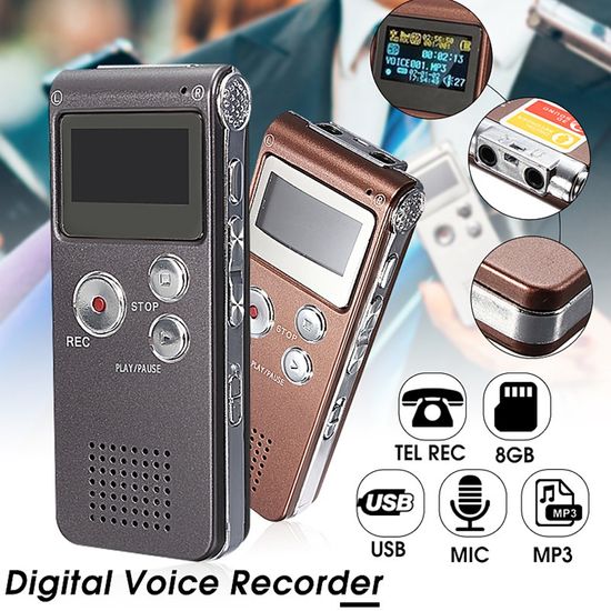 🔥จัดส่งได้ทันที🔥เครื่องอัดเสียง และเล่น MP3 Voice Recorder ขนาด  8GB/16GB 650 ชม - สีดำ