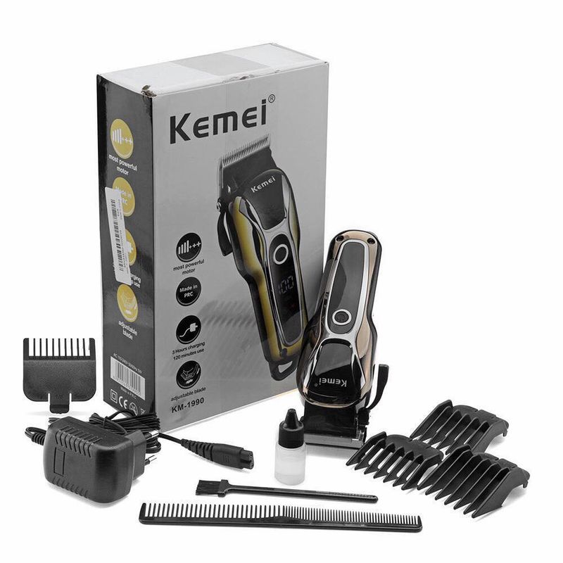 Kemei   KM-1990 #แบตเตอเลี่ยนตัดผม ปัตตาเลี่ยนตัดผม แบตเตอเลี่ยนตัดผมไร้สาย ตัดผมชา