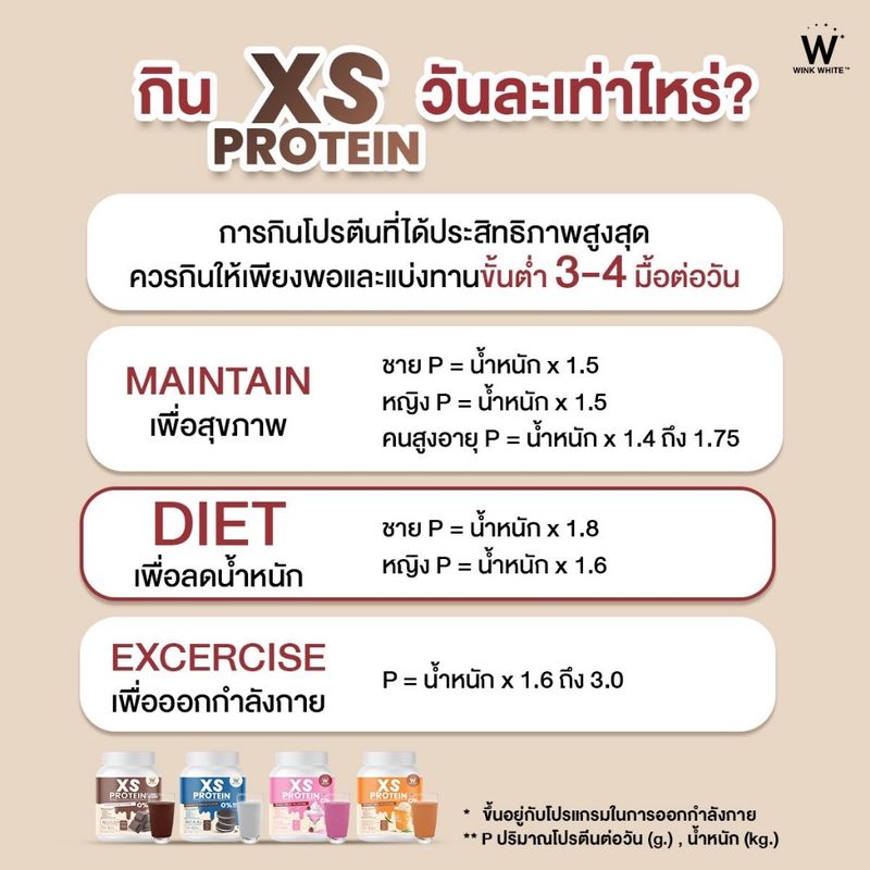 Wink White​:WHITE XS PROTEIN,คุกกี้แอนด์ครีม 1 กป,Free Shipping