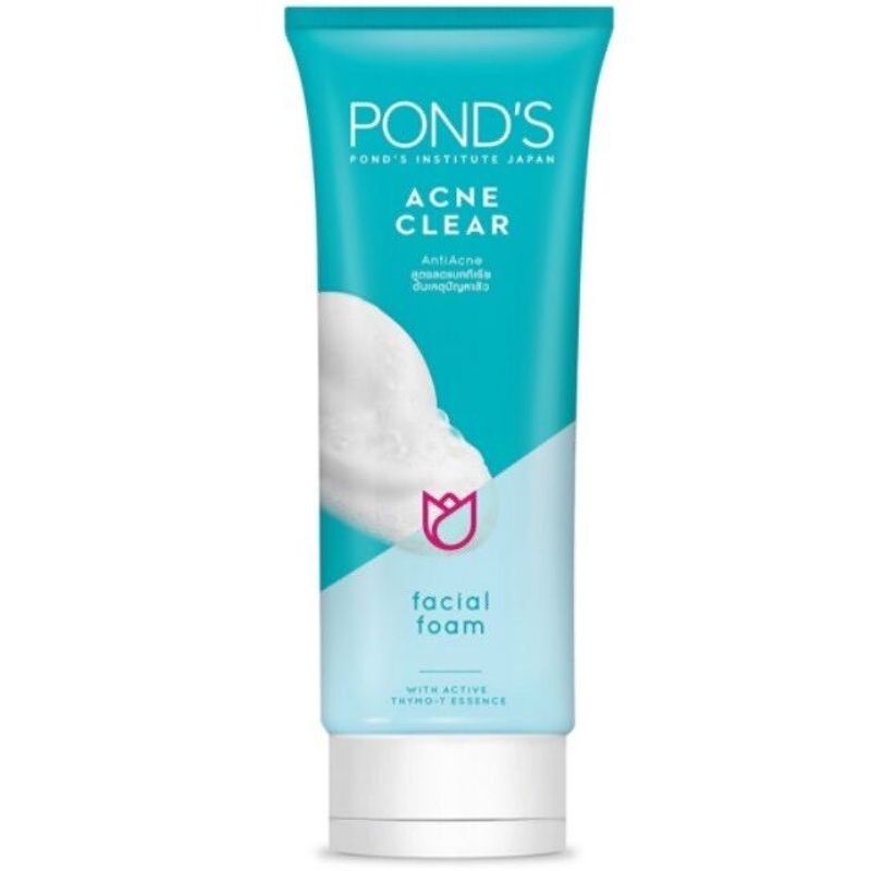 PONDS Acne Clear AntiAcne Facial Foam 100g. พอนด์ส แอคเน่ เคลียร์ โฟมล้างหน้า ลดปัญหาสิวและผิวมัน