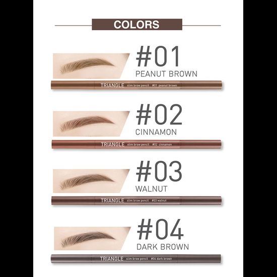 เบบี้ไบร์ท ดินสอเขียนคิ้ว หัวสามเหลี่ยม สลิม กันน้ำ ติดทน 0.07g Baby Bright Triangle Slim Brow Pencil