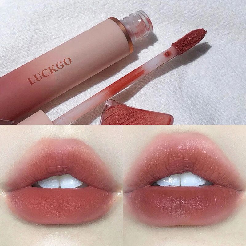 Luckgo lip ของแท้ 100% ลิปสติก เนื้อลิขวิด แบบแมตต์ กันน้ำ ติดทนนาน 6 สี ลิปสติกเกาหลี เนื้อแมตต์ กำมะหยี่ Lipstick